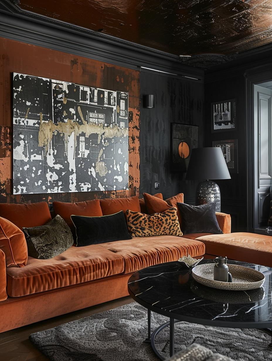 49 Stunning Black and Rust Living Room Ideas DecorwithEva