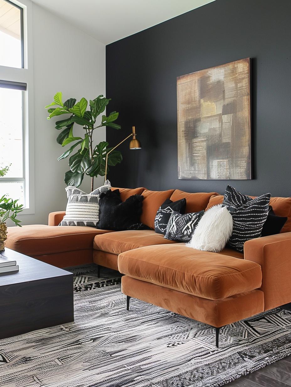 49 Stunning Black and Rust Living Room Ideas