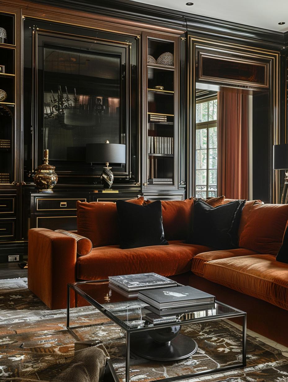 49 Stunning Black and Rust Living Room Ideas - DecorwithEva
