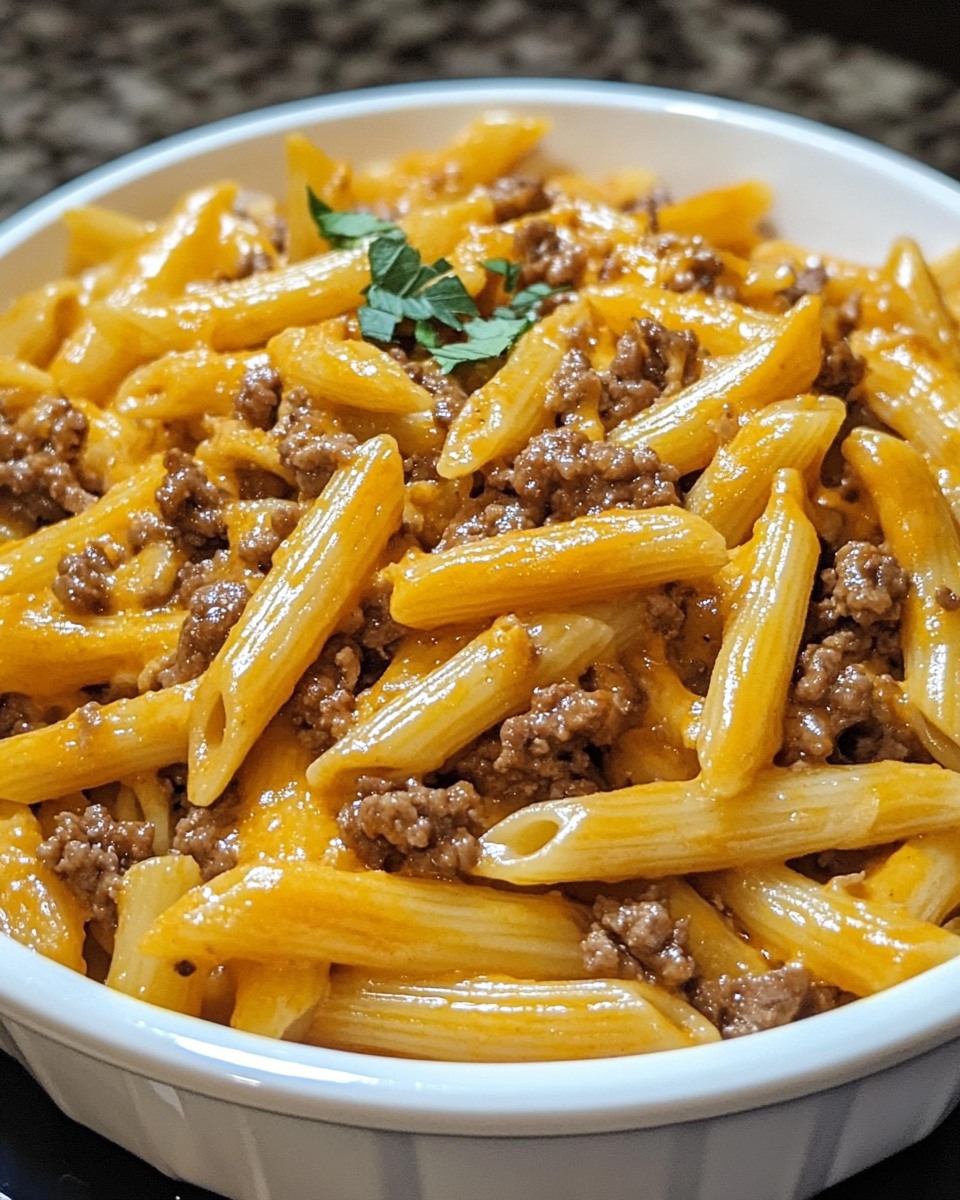 Cheesy Beef Penne Pasta