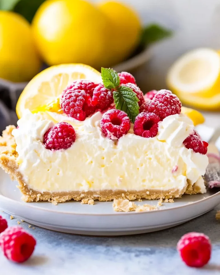Lemon Raspberry No Bake Pie