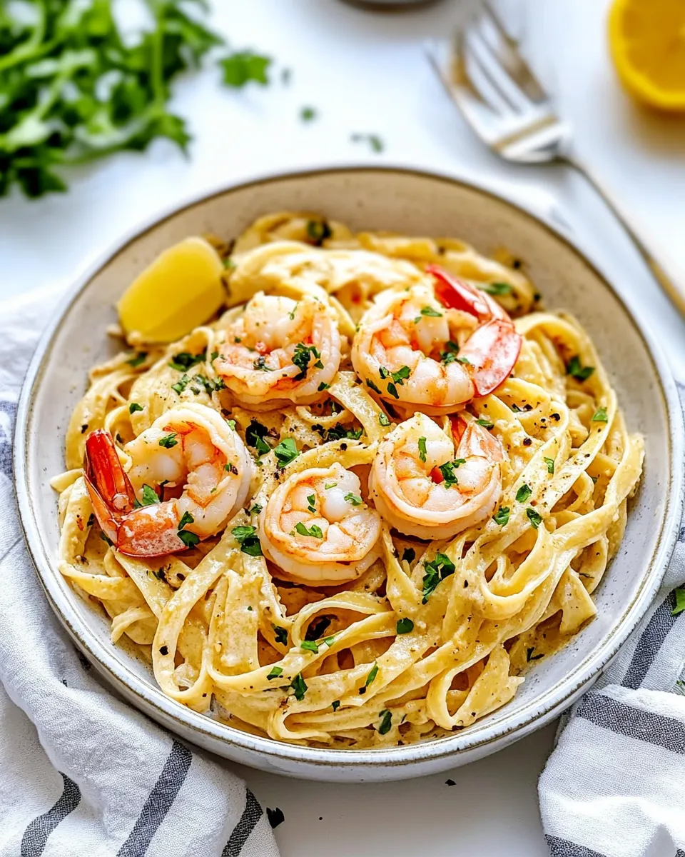 delicious 20 Minute Shrimp Fettuccine shot
