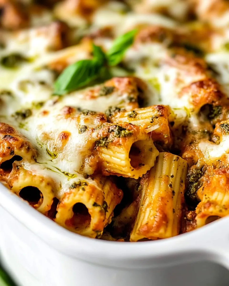easy 4 Ingredient Pesto Baked Rigatoni Recipe picture