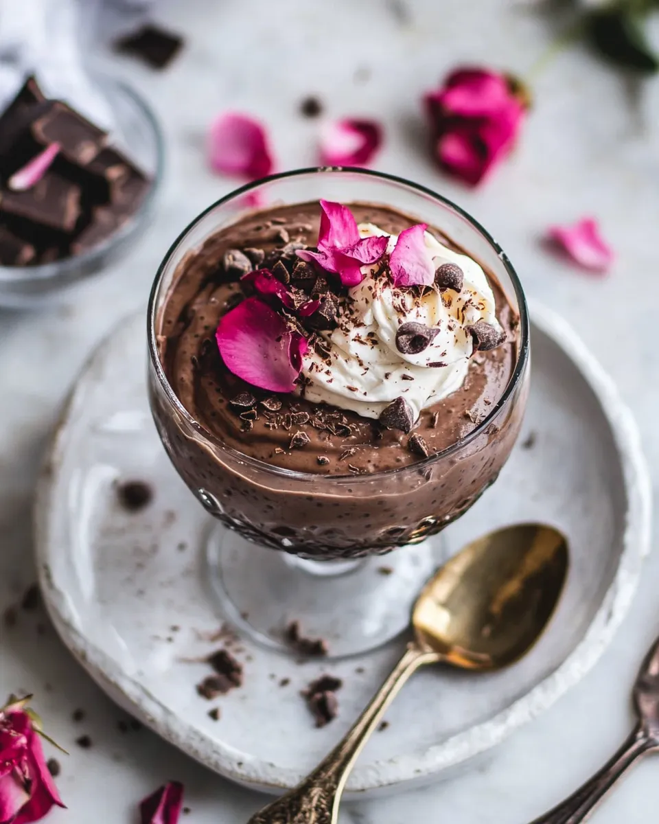 delicious 6 Ingredient Vegan Chocolate Chia Mousse. shot