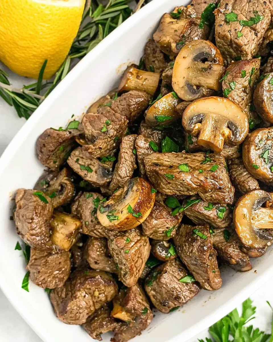 Homemade Air Fryer Steak Tips & Mushrooms photo