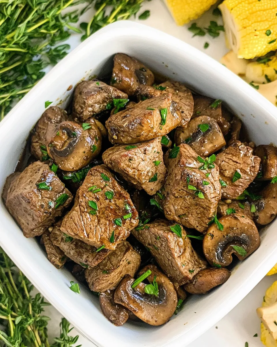 Delicious Air Fryer Steak Tips & Mushrooms dish photo