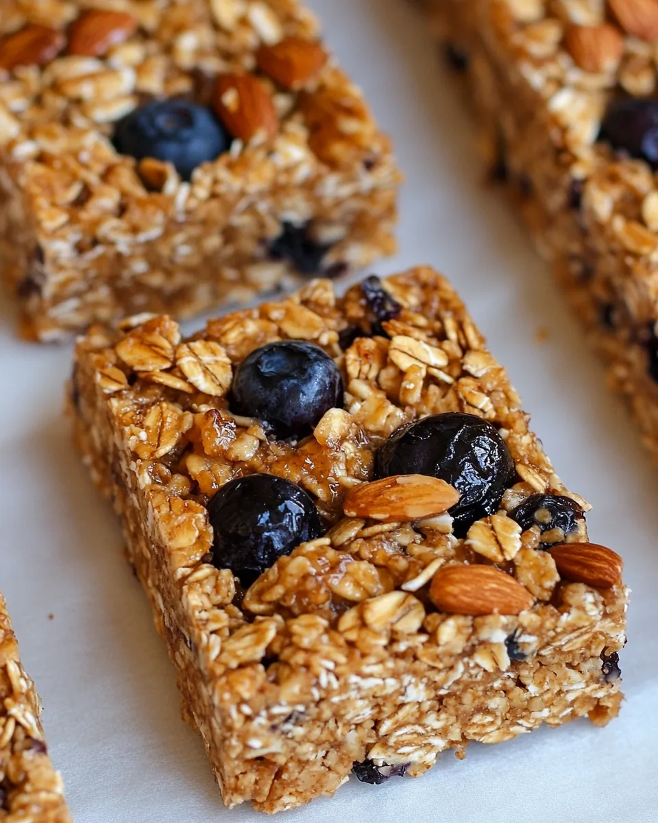 easy Almond, Blueberry & Date Homemade Granola Bars picture