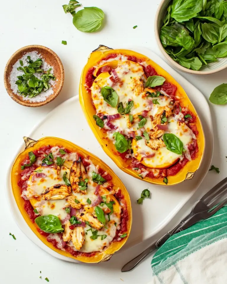 homemade BBQ Chicken Pizza Spaghetti Squash Boats photo