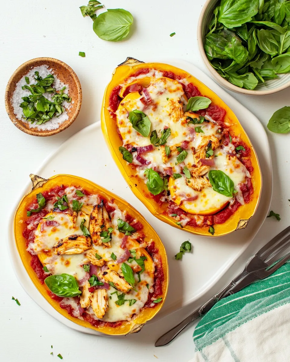 homemade BBQ Chicken Pizza Spaghetti Squash Boats photo