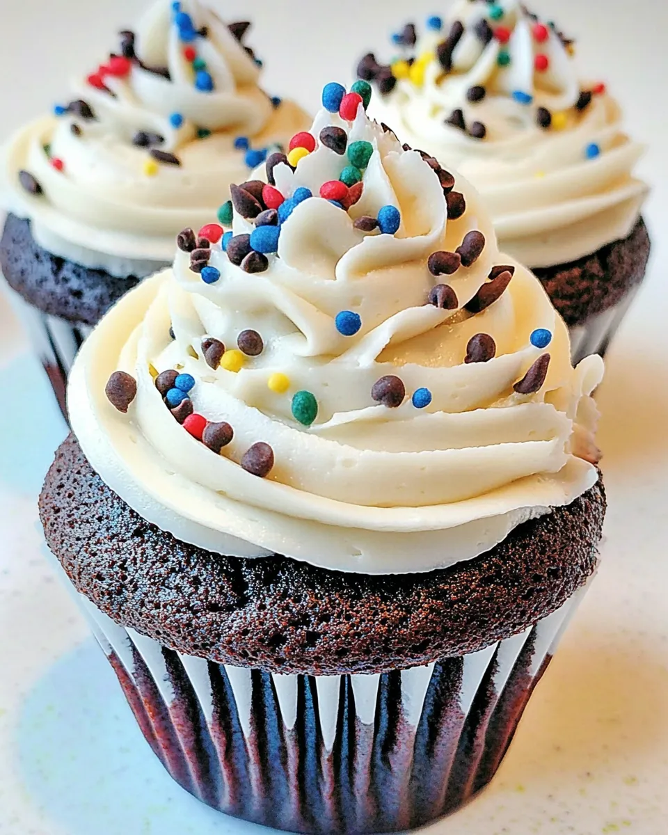 delicious BEST Chocolate Cupcakes & Buttercream Frosting EVER shot