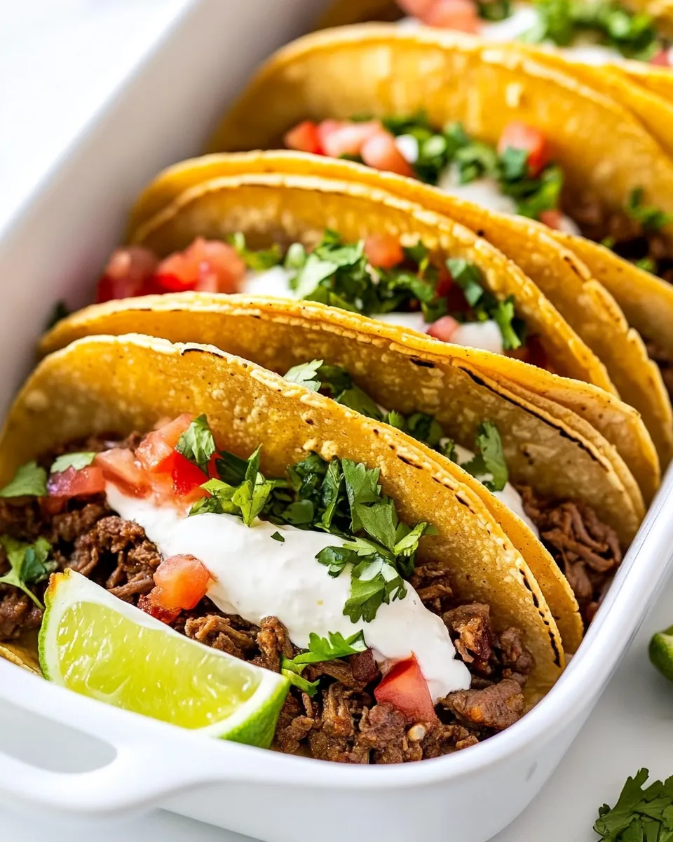 Delicious Baked Beef Tacos food shot