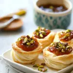 Homemade Baked Brie Puffs with Fruit Preserves and Pistachios photo