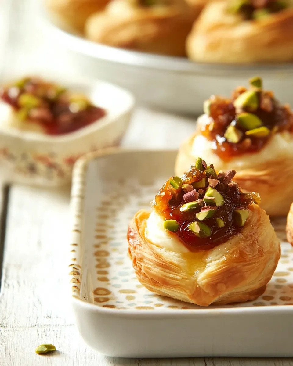 Classic Baked Brie Puffs with Fruit Preserves and Pistachios recipe image