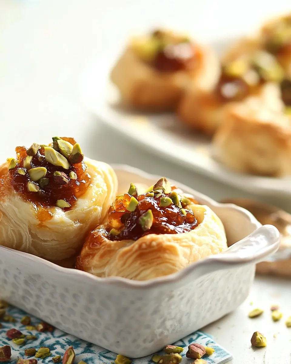 Easy Baked Brie Puffs with Fruit Preserves and Pistachios dish photo
