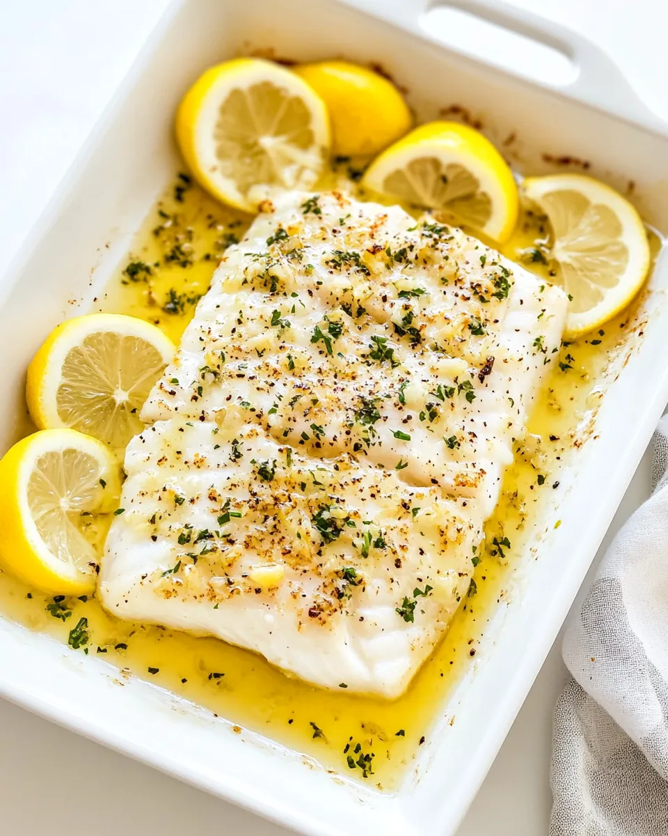 Delicious Baked Halibut with Garlic Butter dish photo