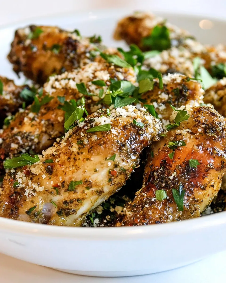 Delicious Baked Parmesan Garlic Chicken Wings Recipe food shot