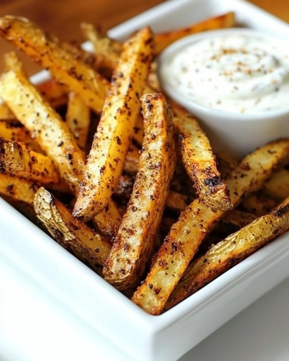 delicious Baked Seasoned Fries with Skinny Garlic Aioli shot