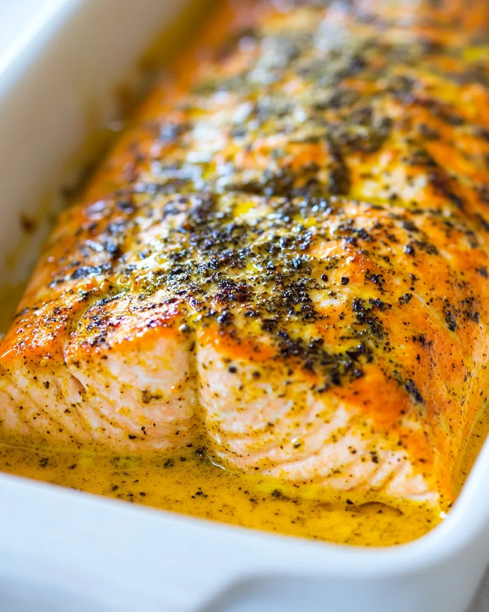 Delicious Baked Turmeric Salmon food shot