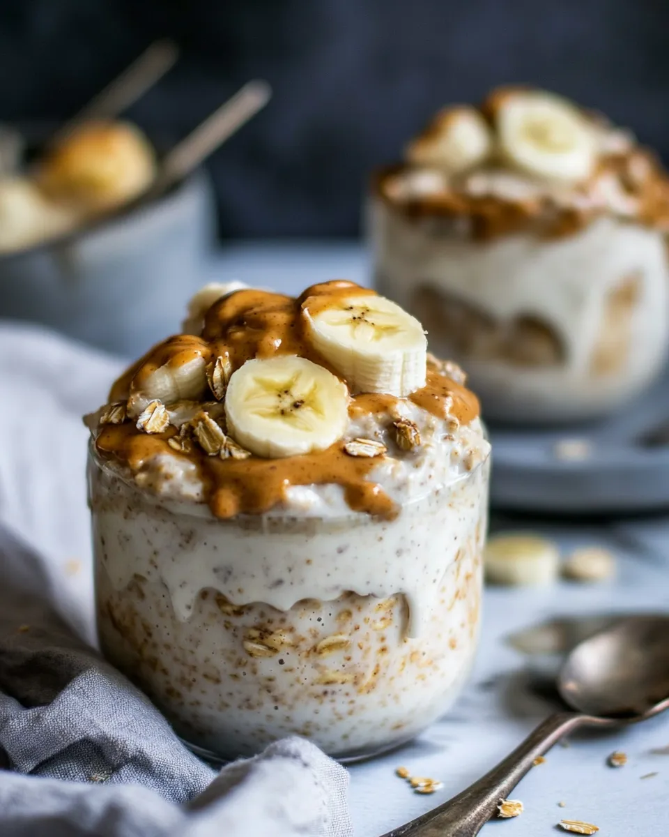 easy Banana Peanut Butter Overnight Oats Recipe with Almond Milk picture