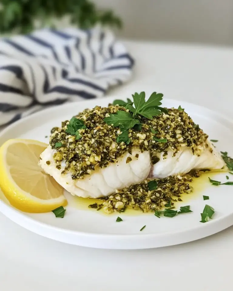 Homemade Basil Tapenade Baked Whitefish photo