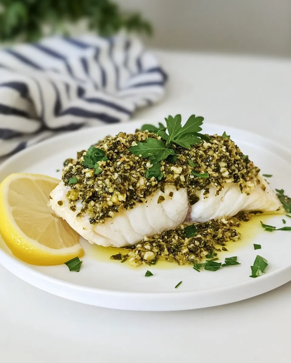 Homemade Basil Tapenade Baked Whitefish photo