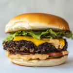Homemade Black Bean Smashburgers. photo