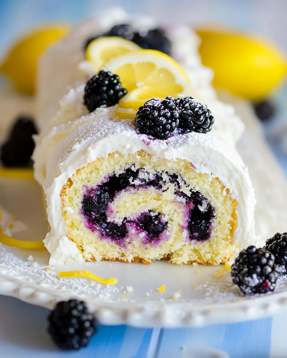 Easy Blackberry Lemon Cake Roll recipe image