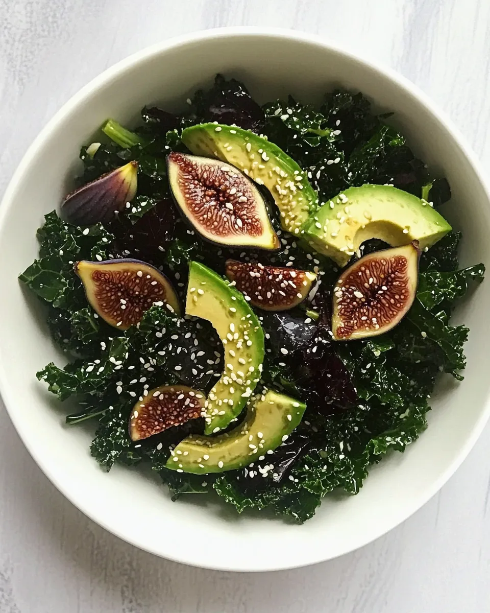 Classic Blanched Kale Salad with Sesame Dressing, Figs, and Avocado image