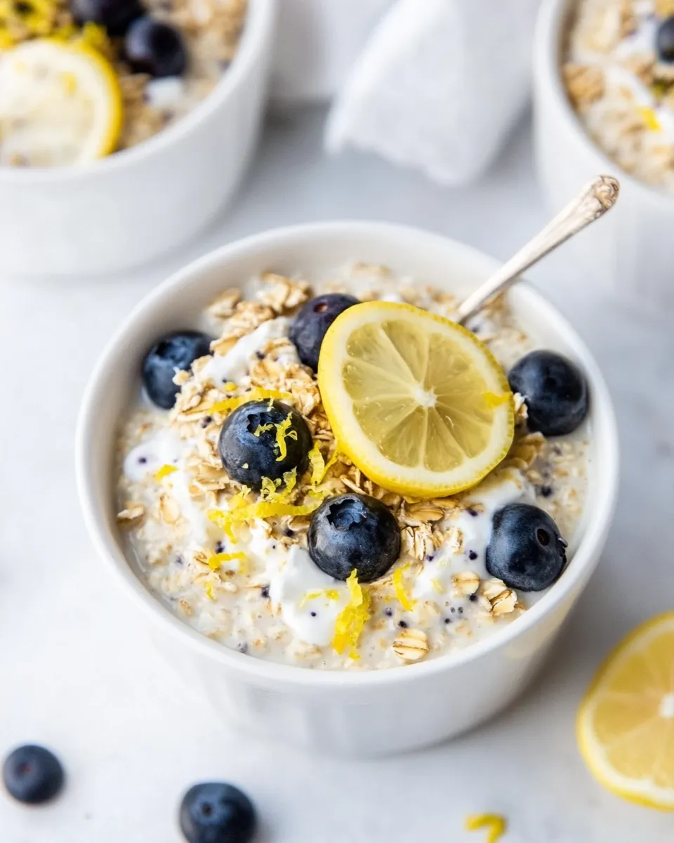 Delicious Blueberry Lemon Overnight Oats plate image