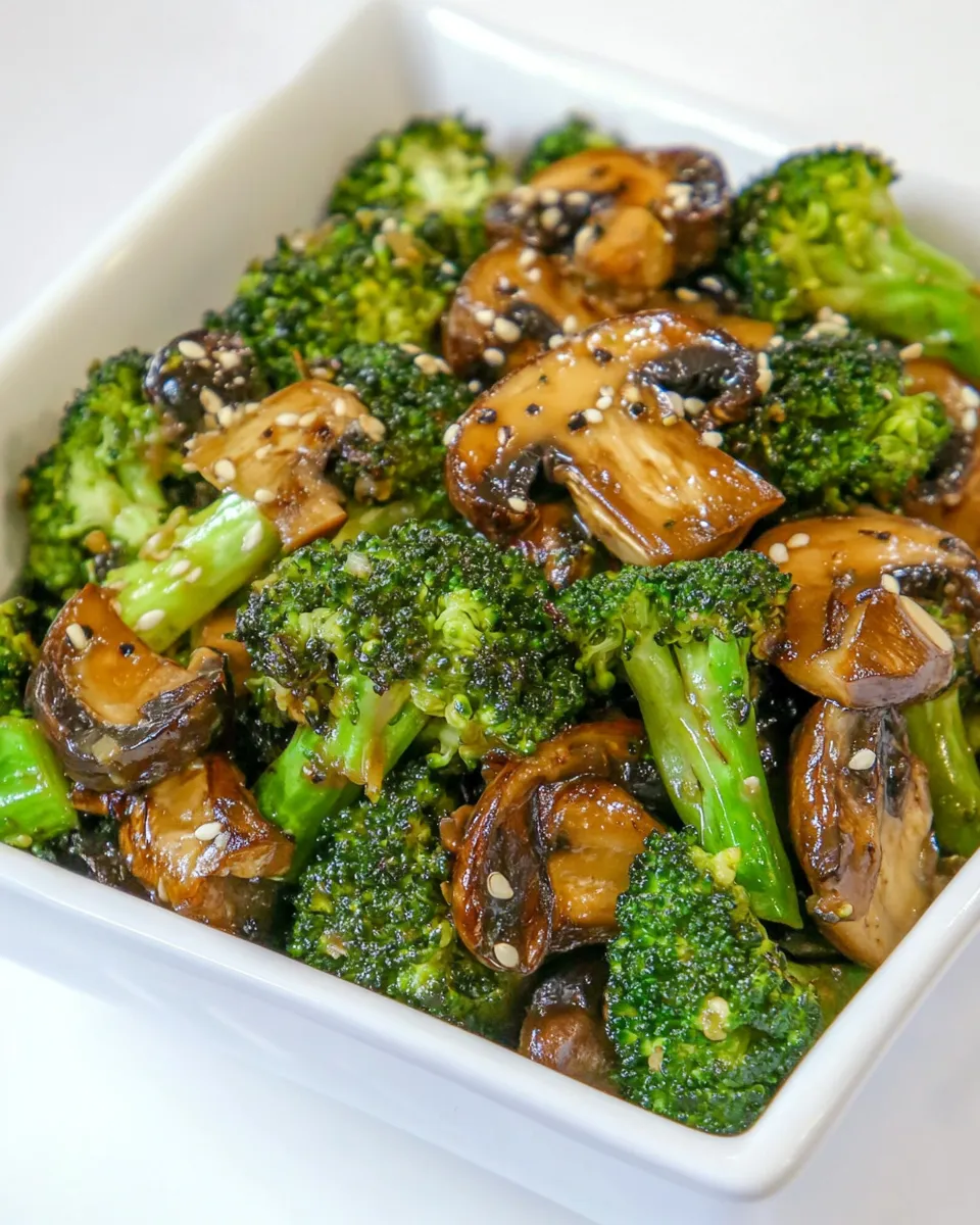Delicious Broccoli and Mushroom Stir-Fry food shot