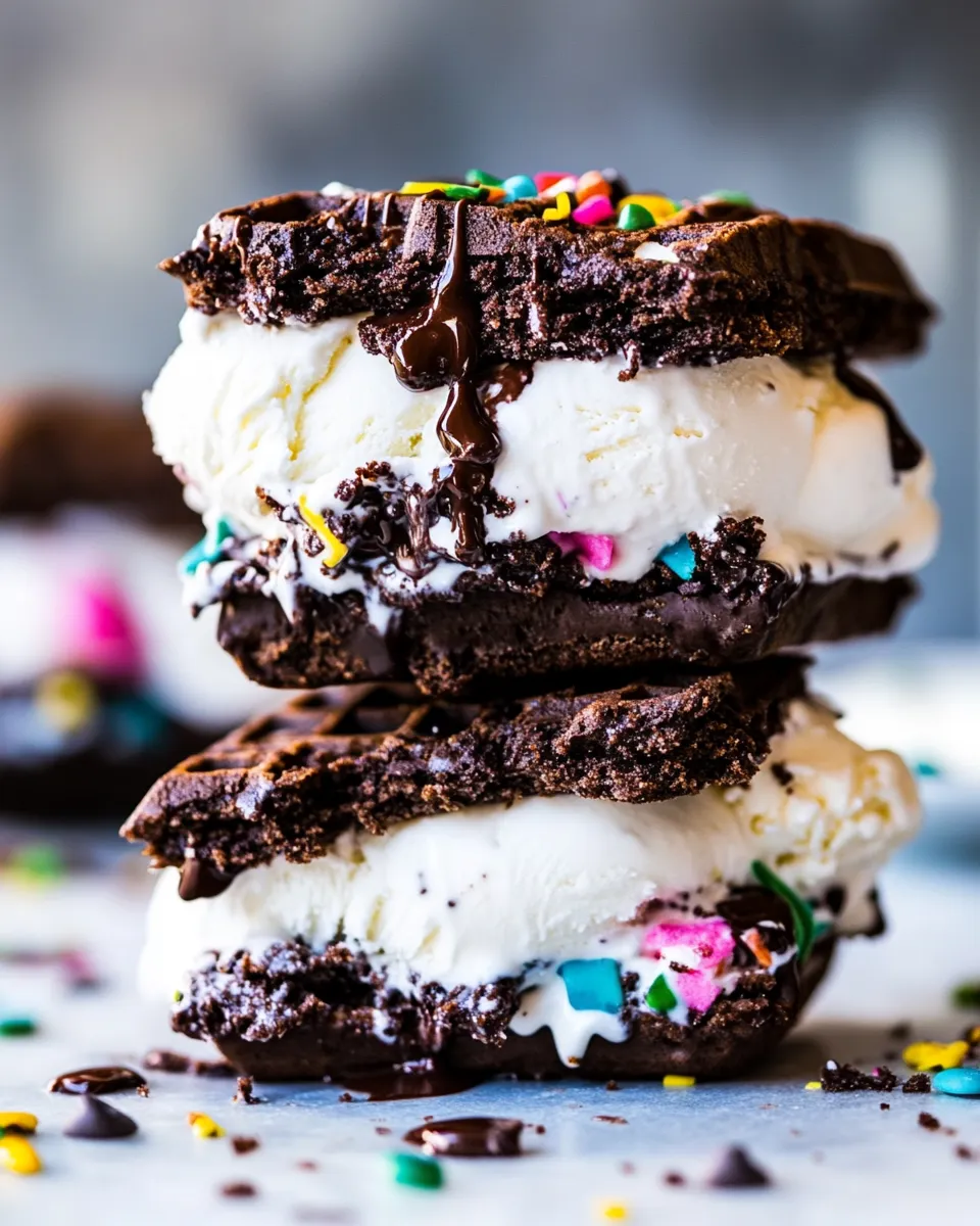 Classic Brownie Waffle Ice Cream Sandwiches recipe image