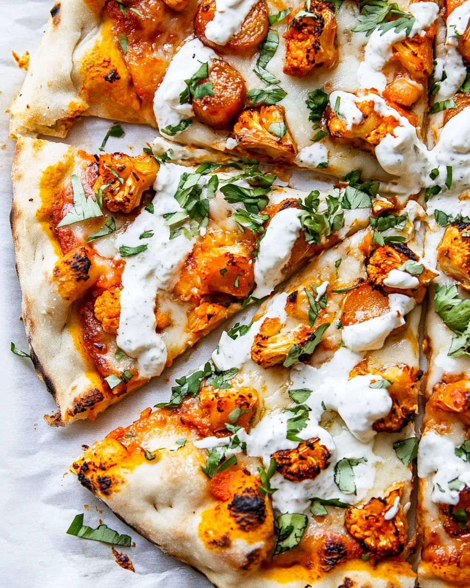Easy Buffalo Cauliflower Pizza with Roasted Onion Cream recipe photo