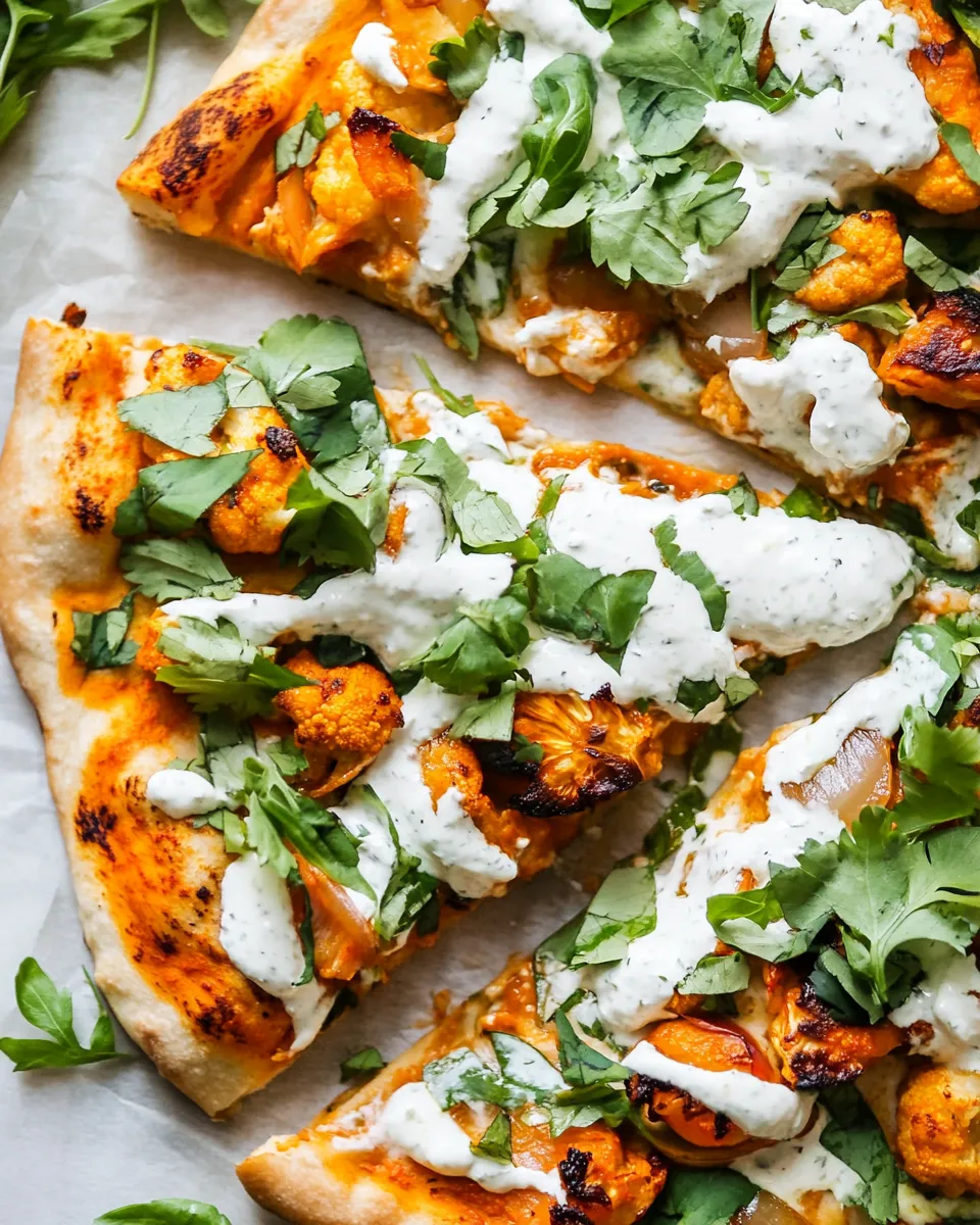 Delicious Buffalo Cauliflower Pizza with Roasted Onion Cream dish photo