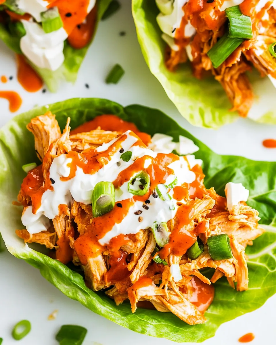 Easy Buffalo Chicken Lettuce Wraps (Slow Cooker, Instant Pot) recipe image