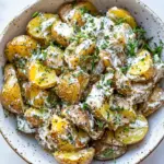 Homemade Buttermilk Herb Smashed Potato Salad. photo