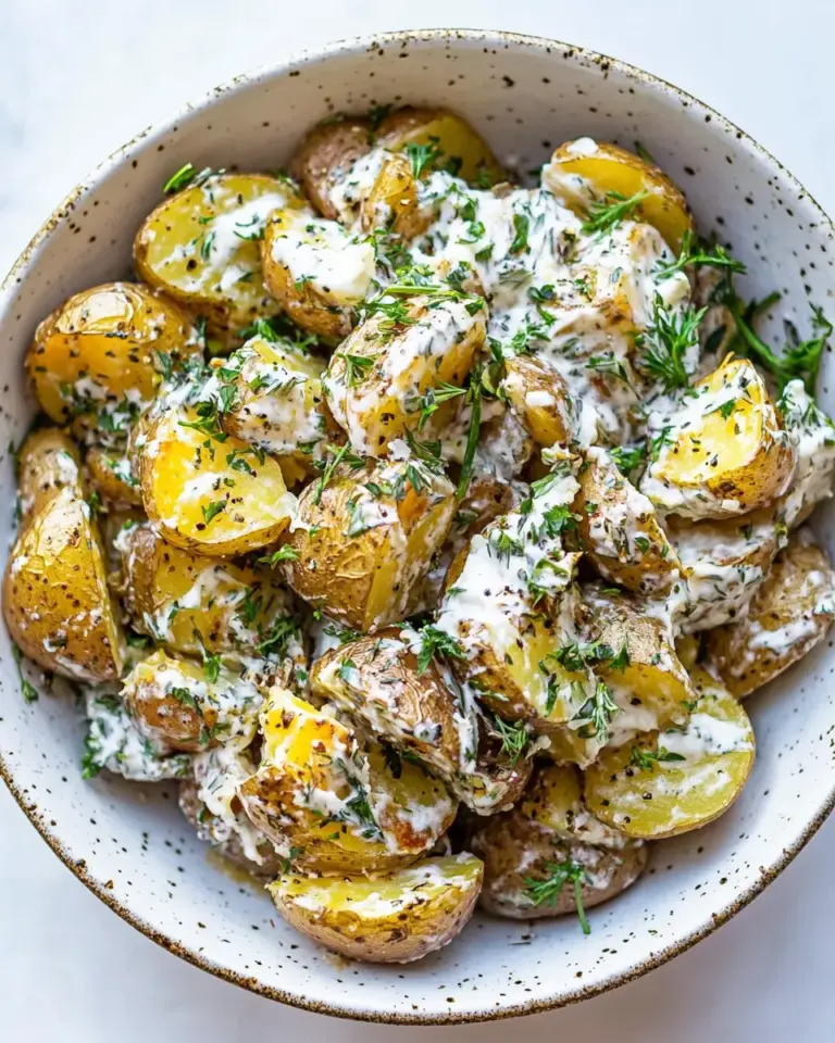 Homemade Buttermilk Herb Smashed Potato Salad. photo