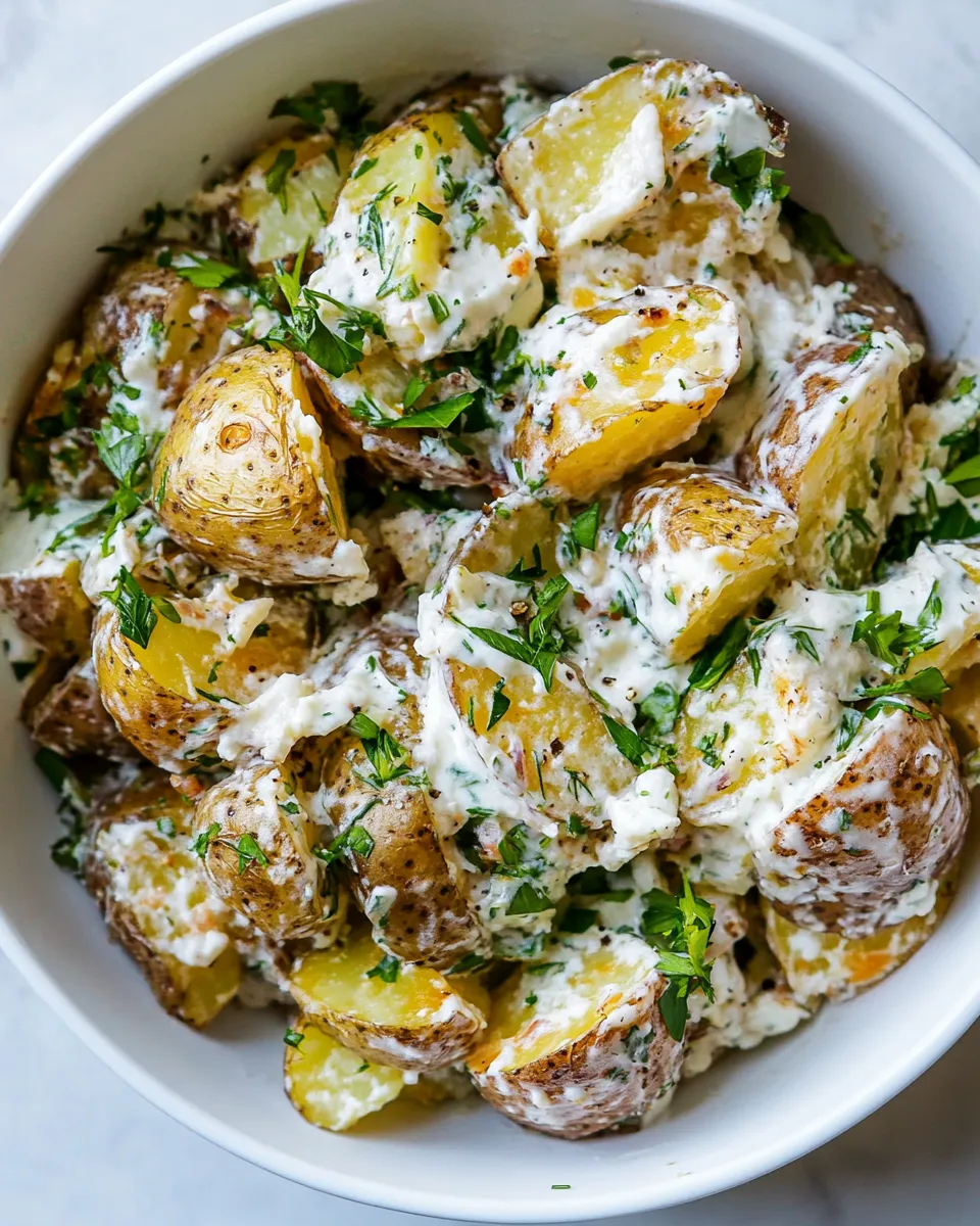 Easy Buttermilk Herb Smashed Potato Salad. picture