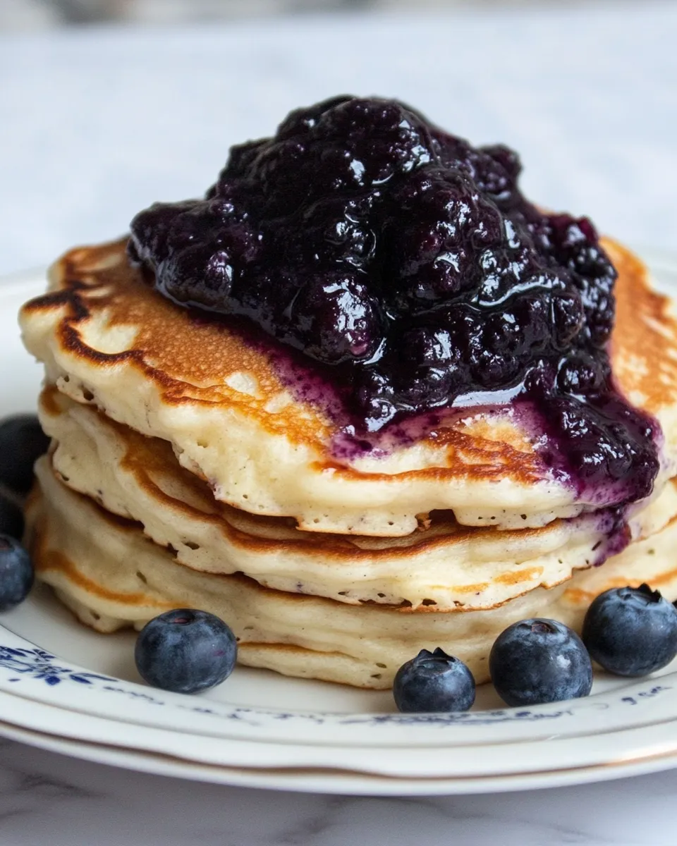 classic Buttermilk Pancakes with Blueberry Compote image