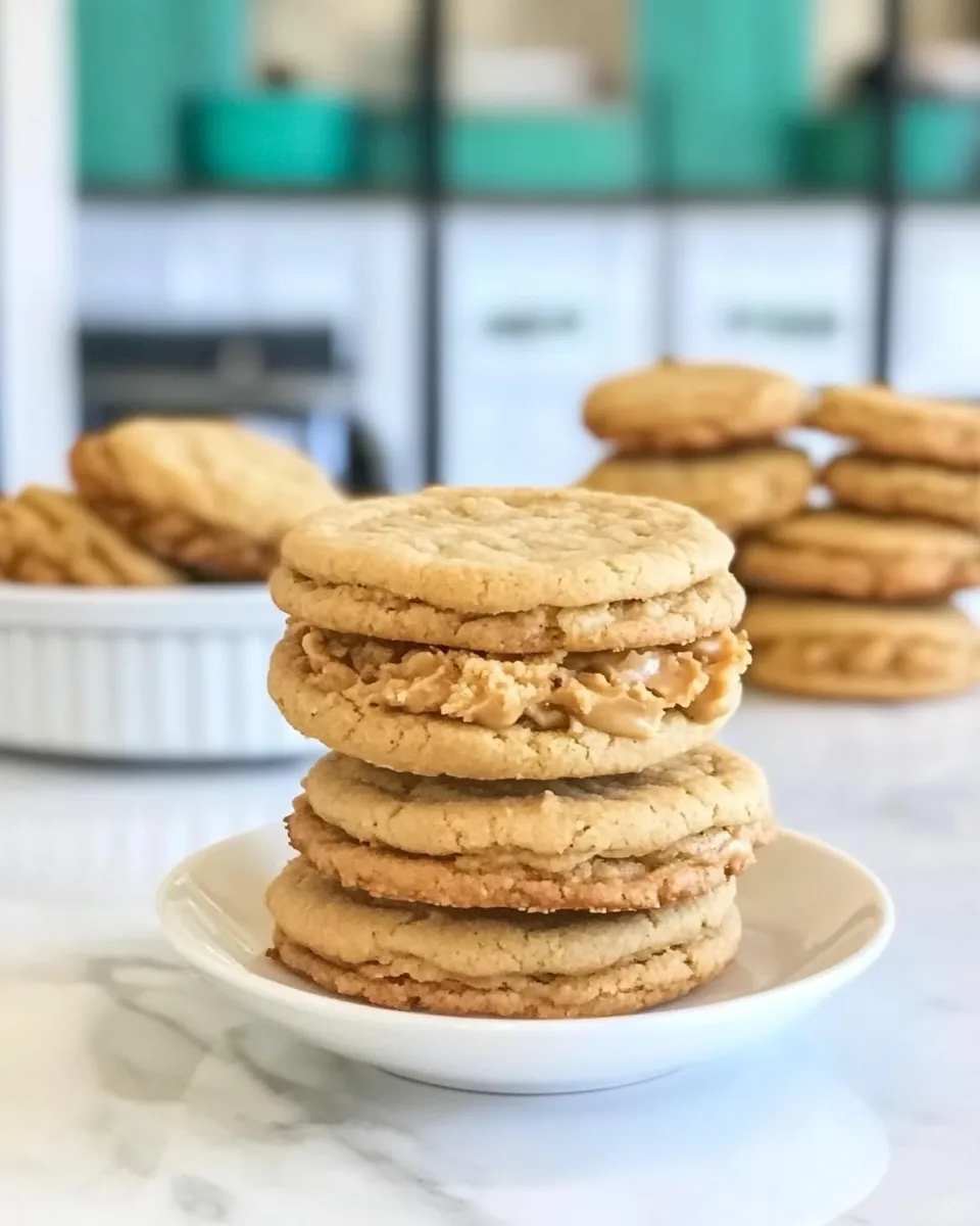 Delicious Buttery Peanut Butter Sandwich Cookies plate image