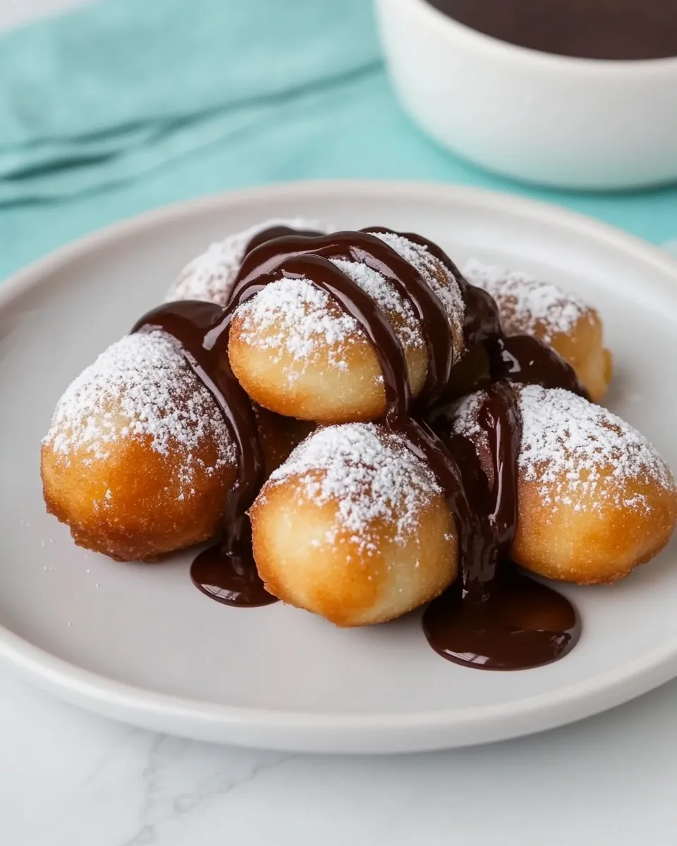 Delicious Buuelos with Warm Chocolate Sauce shot