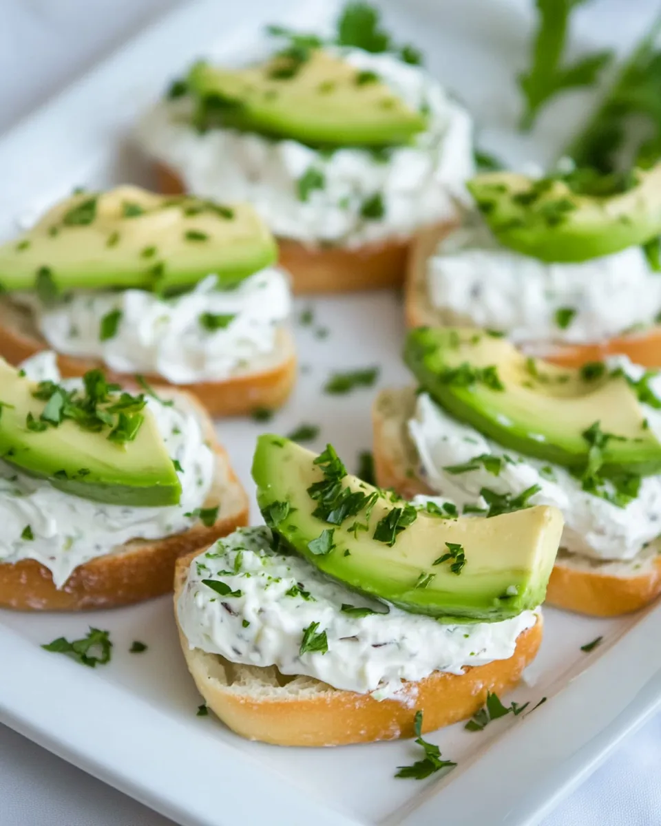 Easy Canapes with Garlic Herb Cream Cheese and Avocado recipe photo