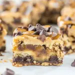 homemade Caramel Peanut Butter Chocolate Chip Gooey Bars photo