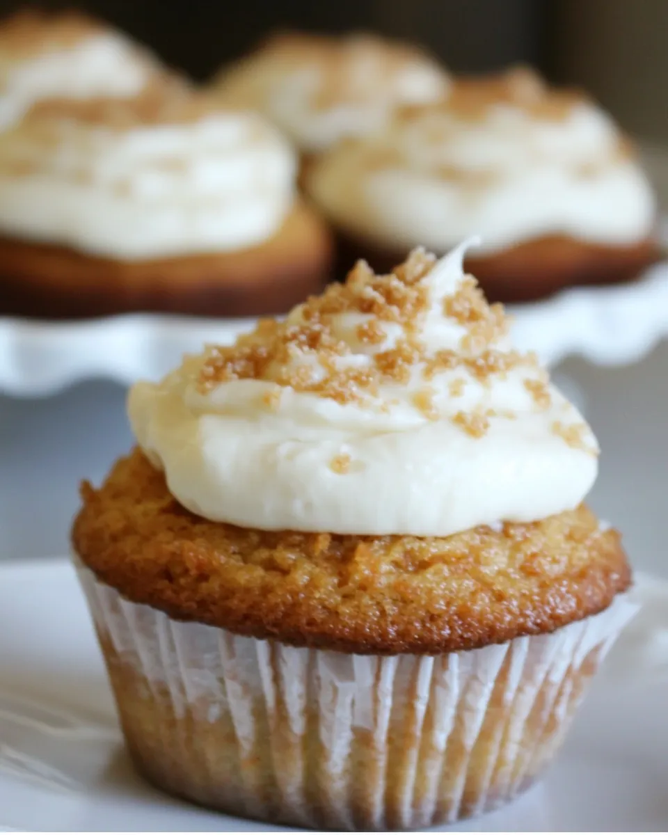 Delicious Carrot Cupcakes with Cream Cheese Frosting shot