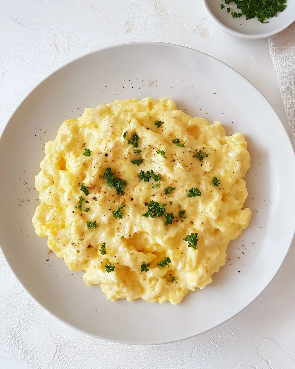 Delicious Cheesy Scrambled Eggs plate image