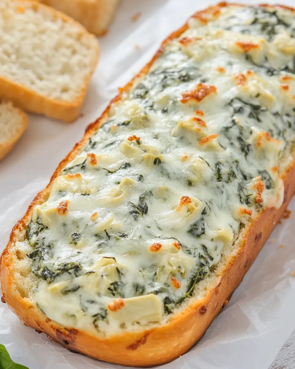 Delicious Cheesy Spinach Artichoke Bread dish photo