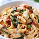 homemade Chicken Pasta with Roasted Red Pepper Cream Sauce Recipe photo