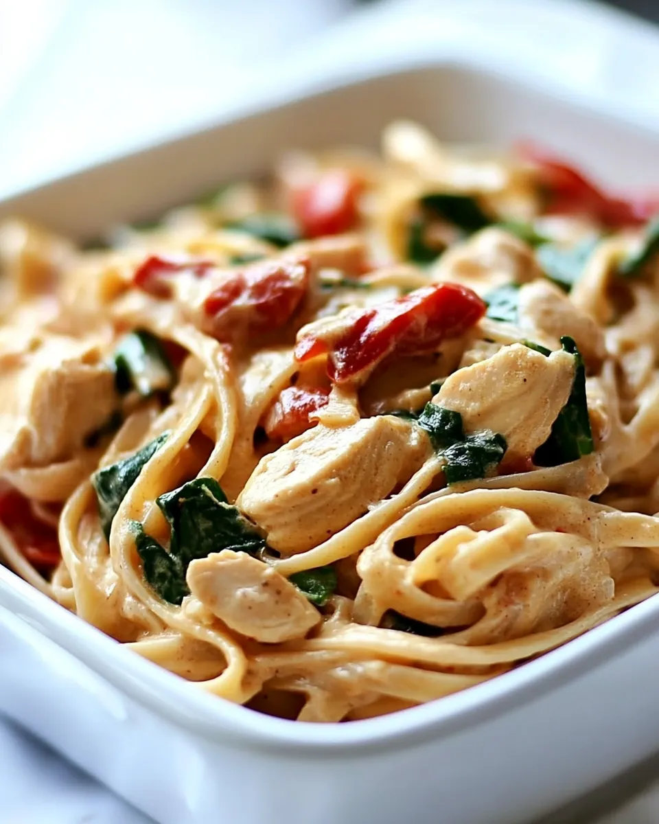 easy Chicken Pasta with Roasted Red Pepper Cream Sauce Recipe picture
