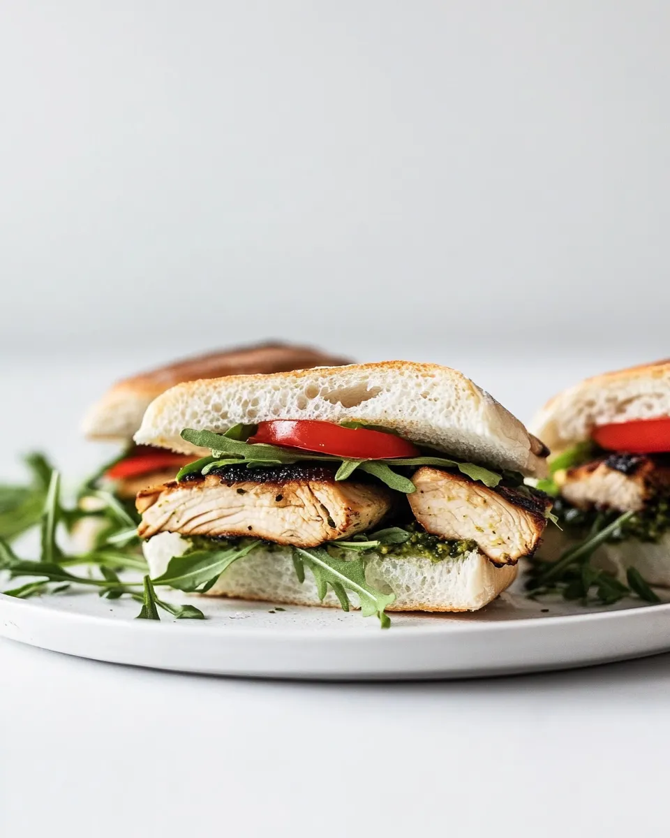 Delicious Chicken Pesto Sandwich plate image