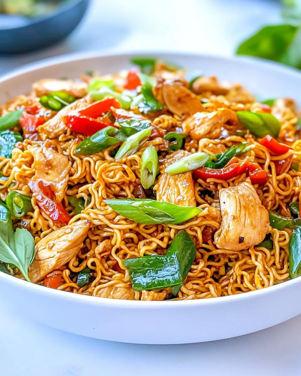 Delicious Chicken Ramen Stir Fry plate image