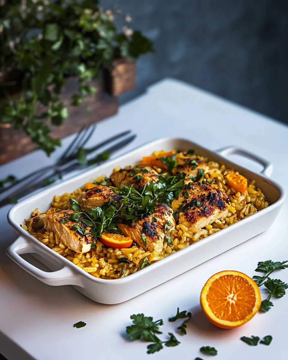Delicious Chicken & rice pilaf with orange & spices recipe image